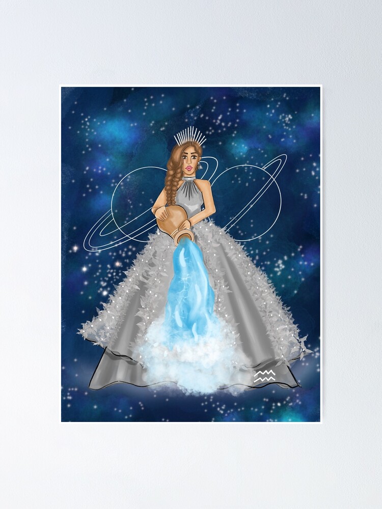 Aquarius Goddess With Planets - In a Blue Celestial Sky - Zodiac Aquarius  with Water Bearer" Poster for Sale by SMillustrations | Redbubble
