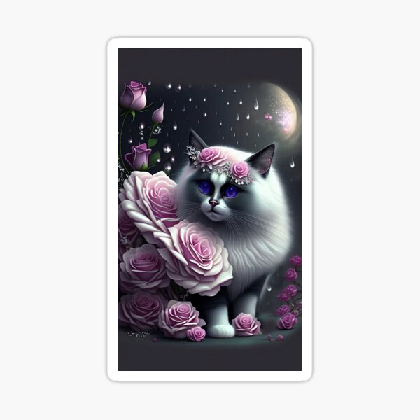 Adorable Pink Rose-Loving Ragdoll Art Print for Sale by Mad Pets