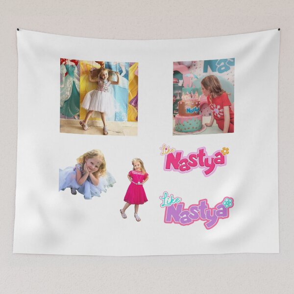 Item preview, like nastya red pink dress nastya chilling and playing with her hair on birthday in red pink dress, nastya logo designed and sold by theJuniorJams.