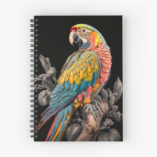 Item preview, Hermoso loro colorido sentado en una rama sobre un fondo negro. designed and sold by ShopThousand.