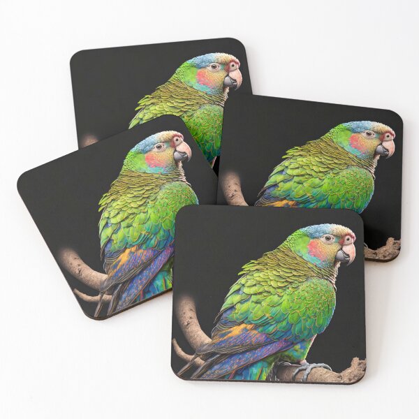 Item preview, Beautiful colorful parrot sitting on a branch on a black background. No.2 designed and sold by ShopThousand.