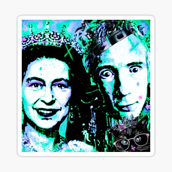 Item preview, The Queen, The Crown, the cat and Sex Pistols photobomb  designed and sold by Mabbatt-art.