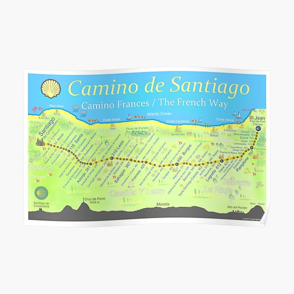 Map of the Camino de Santiago Poster