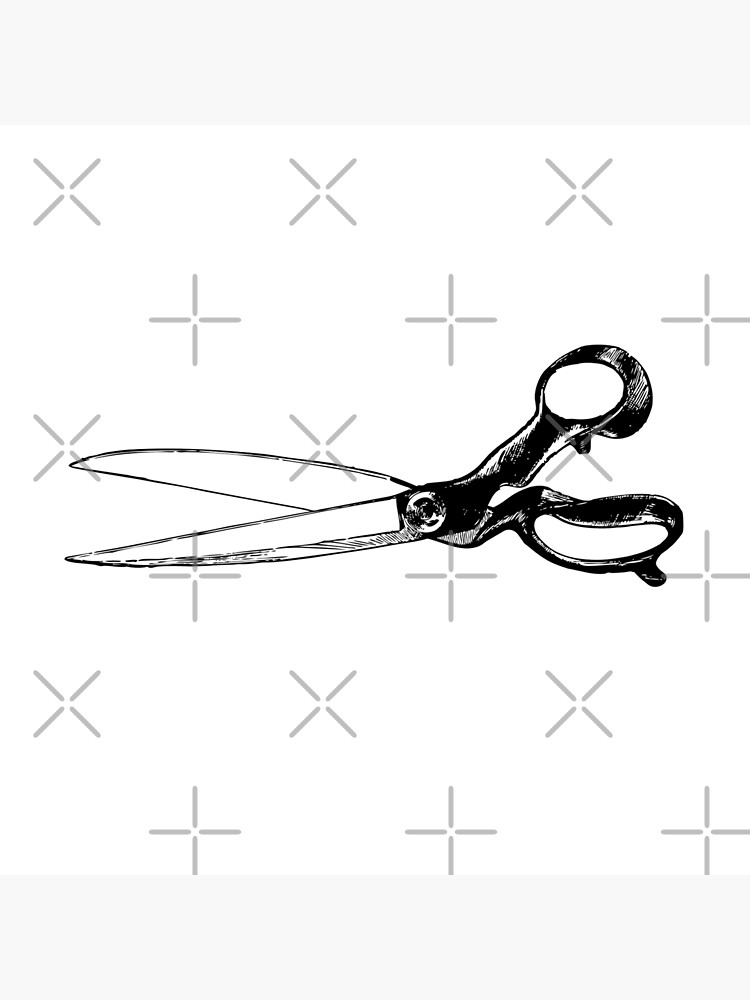 Black and White Scissors Drawing Art Board Print for Sale by Cam Guay