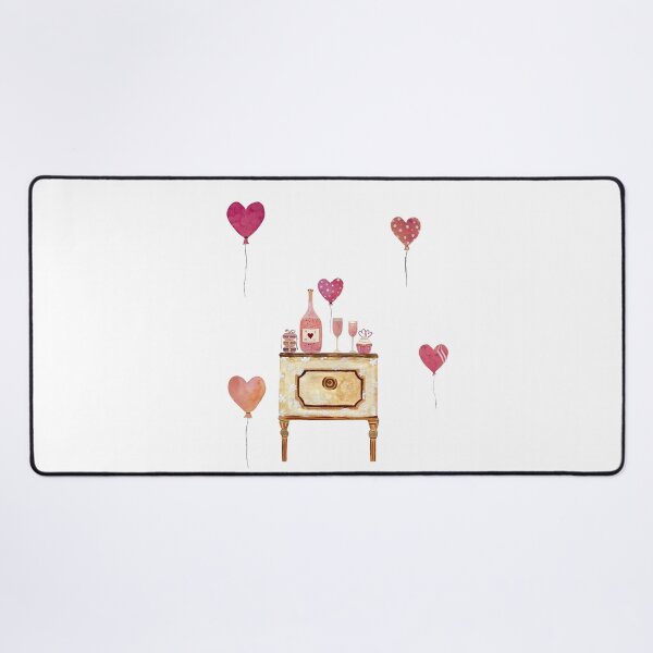 Item preview, Bureau love glass balloon cupcake pink watercolor designed and sold by Yana Mustafina | Boho Soulful Designs.