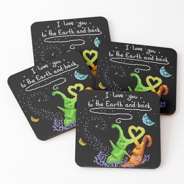 Item preview, I love you to the Earth and back (because they're aliens, get it? Get it?) Pixel art. designed and sold by Sophia Neishtoot.