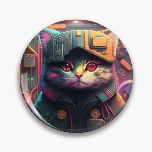 Artikelvorschau, Cyberpunk Style Neon VR Gamer Cat entworfen und verkauft von SamuraiSwords.