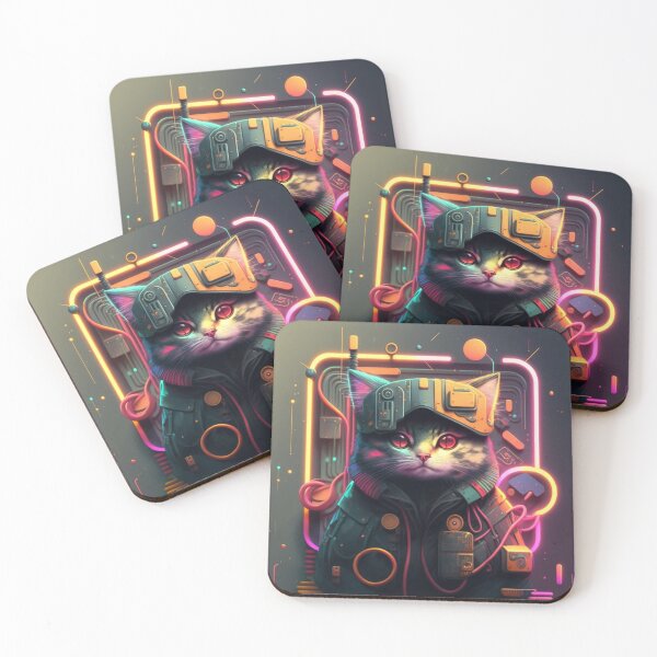 Item preview, Cyberpunk Style Neon VR Gamer Cat  designed and sold by SamuraiSwords.