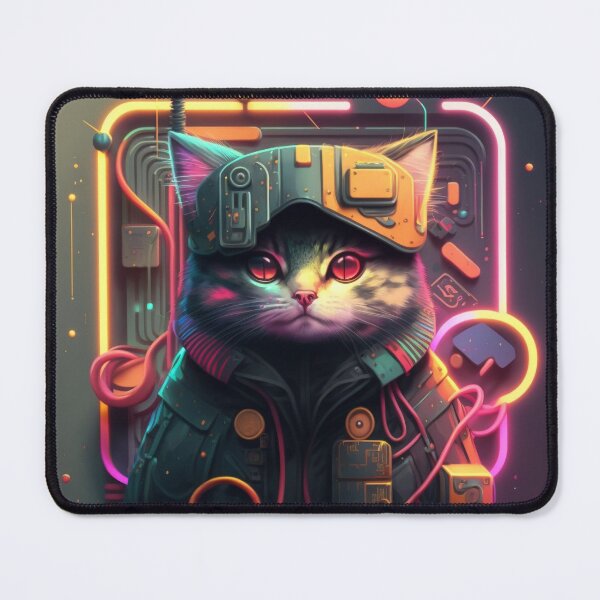 Item preview, Cyberpunk Style Neon VR Gamer Cat designed and sold by SamuraiSwords.