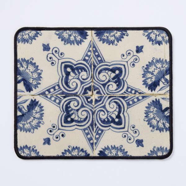 Item preview, Vintage Blue White Geometric Flower Pattern designed and sold by idovedesign.