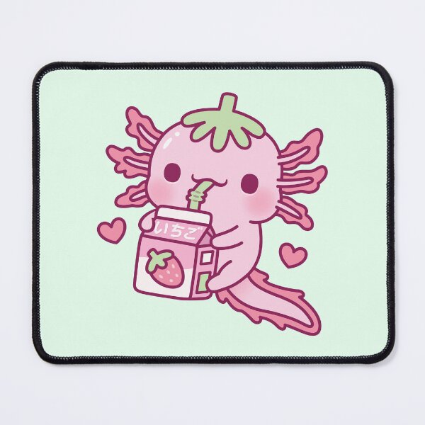 Artikelvorschau, Der süße Axolotl trinkt gerne Erdbeermilch entworfen und verkauft von rustydoodle.