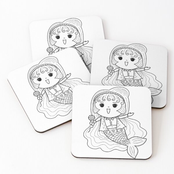 Item preview, mermaid coloring : mermaid sing for painting activity at home or at birthday party designed and sold by Tina-studio.