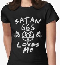 SATAN LOVES ME - FUNNY SATANIC SATANISM AND THE OCCULT Women's Fitted T-Shirt