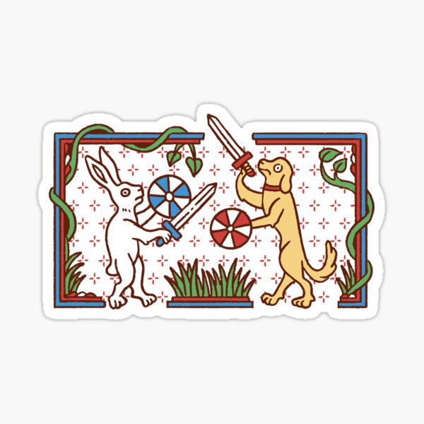 Vista previa del artículo con la obra «Escena medieval: pelea de perro contra conejo», diseñado y vendido por archaeologyart.