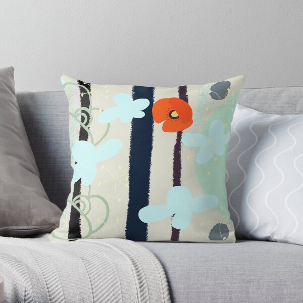 Motif coquelicot vert Coussin