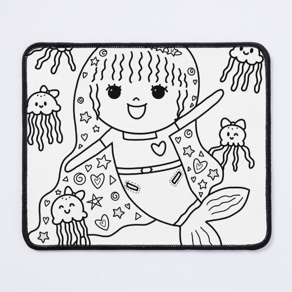 Item preview, mermaid coloring : mermaid and jellyfish for painting activity at home or at birthday party designed and sold by Tina-studio.