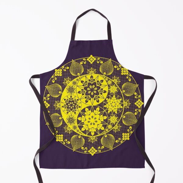 Item preview, Yin and Yang Flowers and Leaves Floral Mandala in Yellow and Violet designed and sold by Karen McFarland.