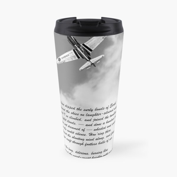Silver P-40 High Flight poem B&W version Travel Mug