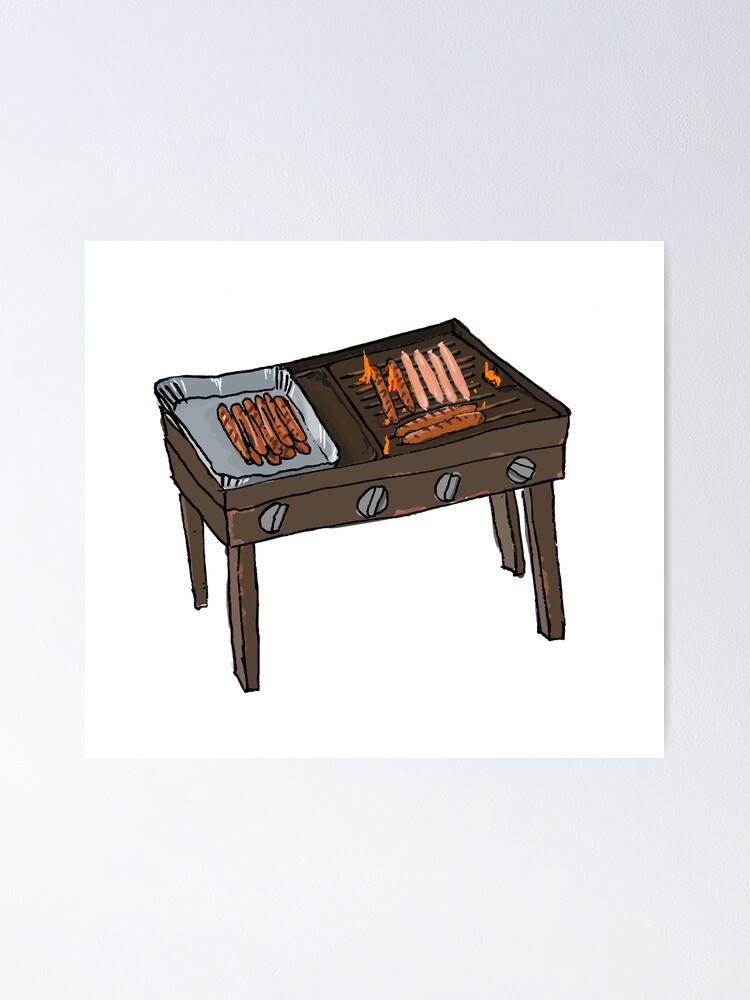 Alternate view of Snags on the BBQ Poster