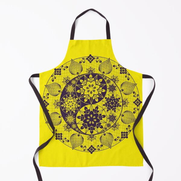 Item preview, Yin and Yang Flowers and Leaves Floral Mandala in Yellow and Violet designed and sold by Karen McFarland.