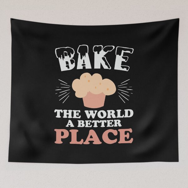Item preview, BAKE THE WORLD A BETTER PLACE - inspirational baking quote designed and sold by KatisDesign.