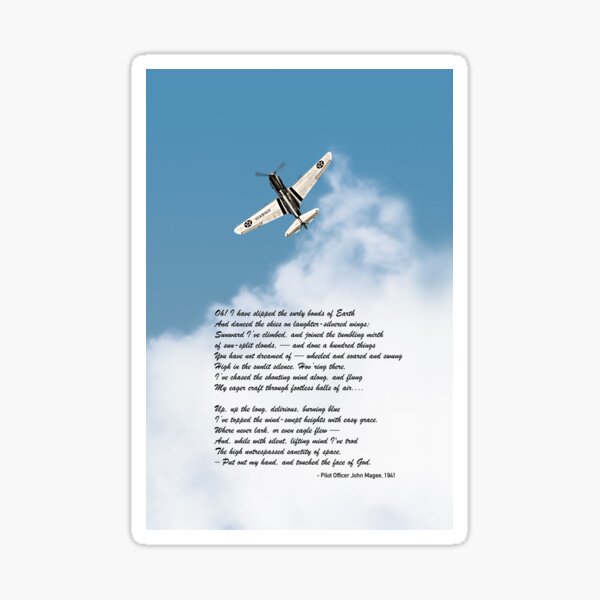 Silver P-40 High Flight poem Sticker