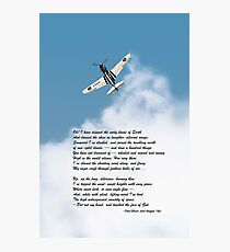 Silver P-40 High Flight poem Photographic Print