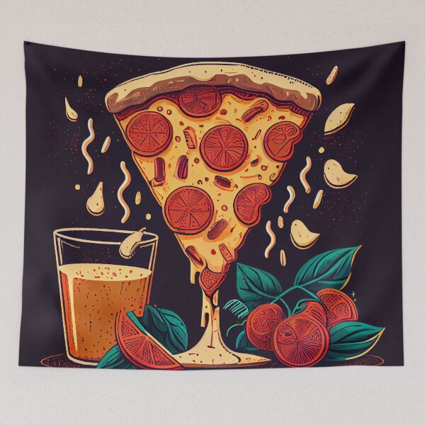 Item preview, Cheers to Pizza Night Digital Painting designed and sold by CodeAndColors.