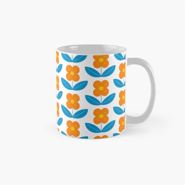 Item preview, Orange flowers with blue leaves on a white background  designed and sold by Aveatim.