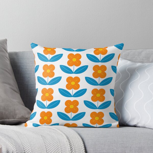 Item preview, Orange flowers with blue leaves on a white background  designed and sold by Aveatim.