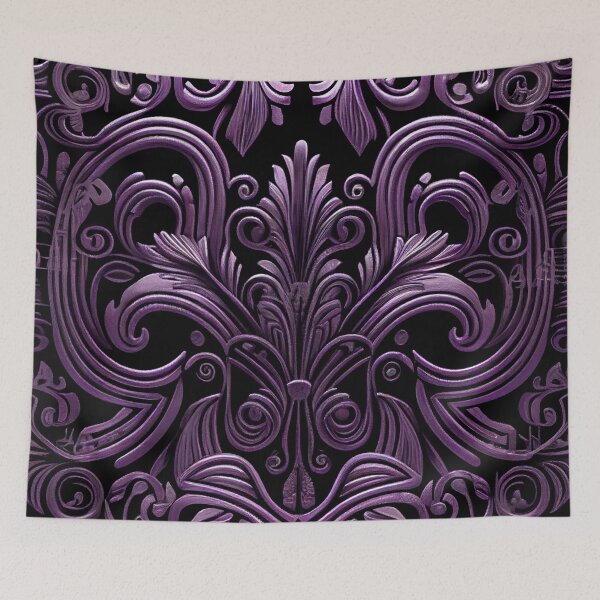 Item preview, Purple Rough Baroque Imagined Art Deco Pattern Digital Painting designed and sold by CodeAndColors.