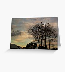 Suburban Moonrise with jets Greeting Card