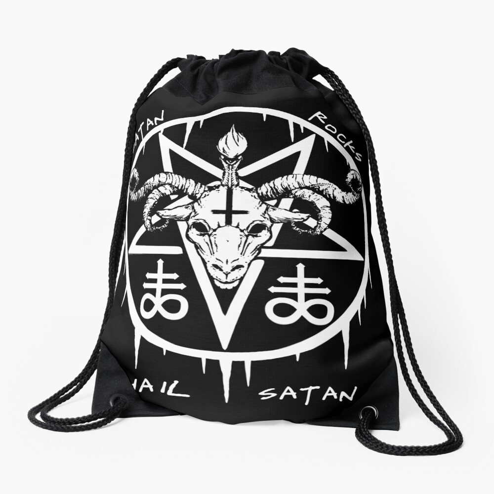 HAIL SATAN - SATAN ROCKS - FUNNY SATANIC OCCULT Drawstring Bag