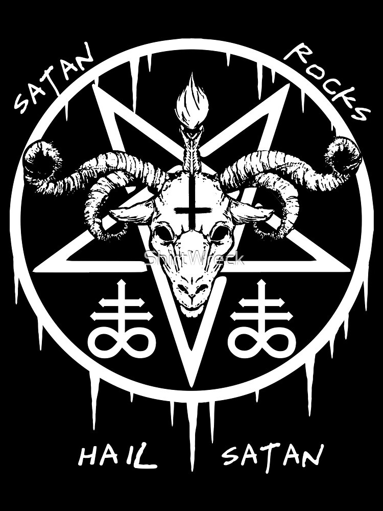 HAIL SATAN - SATAN ROCKS - FUNNY SATANIC OCCULT by ShirtWreck