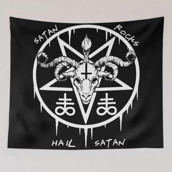 Item preview, HAIL SATAN - SATAN ROCKS - FUNNY SATANIC OCCULT designed and sold by ShirtWreck.