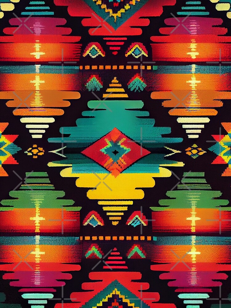Thumbnail 3 von 3, Tuch, Rainbow Southwestern Pattern Digital Painting designt und verkauft von CodeAndColors.