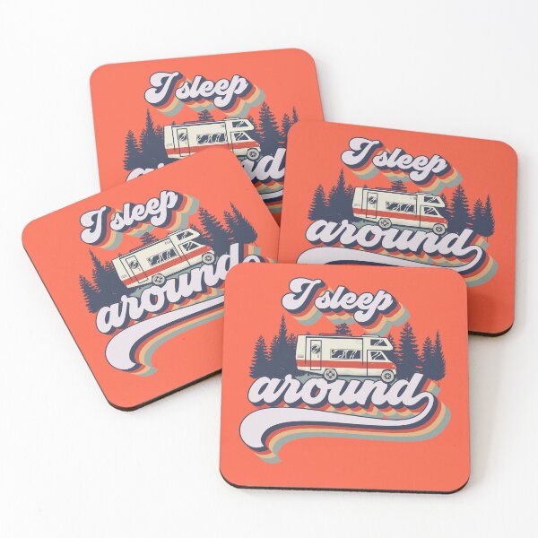 Item preview, Cute retro camping van typography, I sleep around camping short quote designed and sold by HomeCoquette.