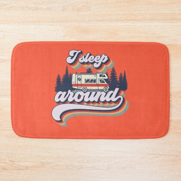 Item preview, Cute retro camping van typography, I sleep around camping short quote designed and sold by HomeCoquette.