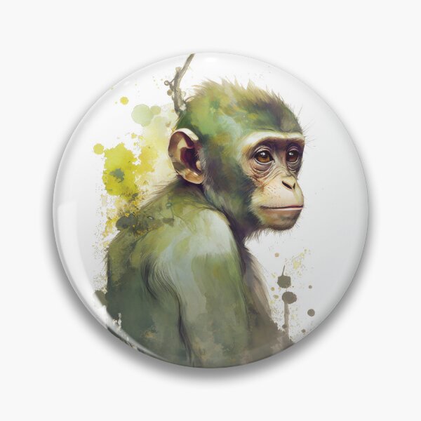 Item preview, Portrait of an adorable and beautiful monkey watercolor designed and sold by Kawaii-Bappa.
