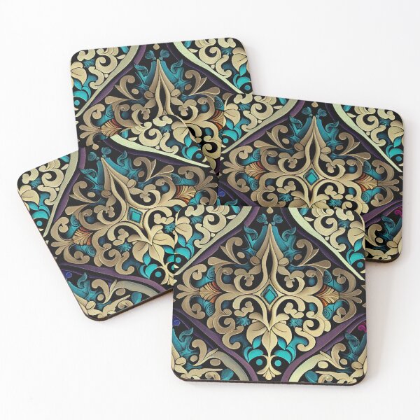 Item preview, Victorian Colorful Gothic Modern Coastal Pattern Digital Painting designed and sold by CodeAndColors.