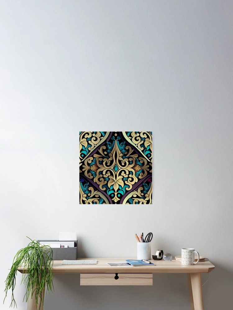 Imagen 2 de 3, Póster con la obra Victorian Colorful Gothic Modern Coastal Pattern Digital Painting, diseñada y vendida por CodeAndColors.
