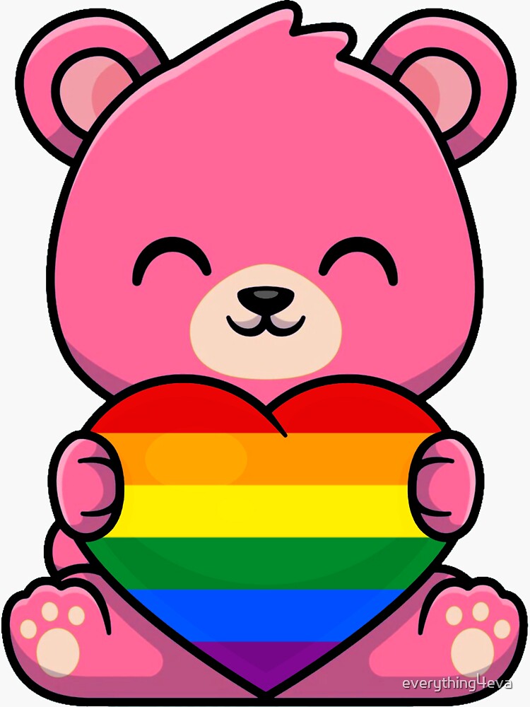 LGBTQ+ Care Bear Holding Pride Flag Sticker | Pride Care Bear Sticker