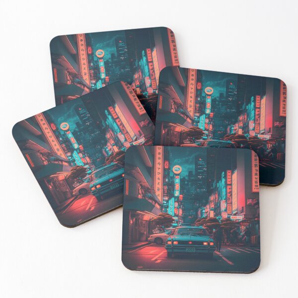 Item preview, Futuristic neon night street designed and sold by SuperSoulArts.