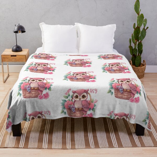 Item preview, Cute Pink Owl in a Basket - Say Hey designed and sold by CreativNode.