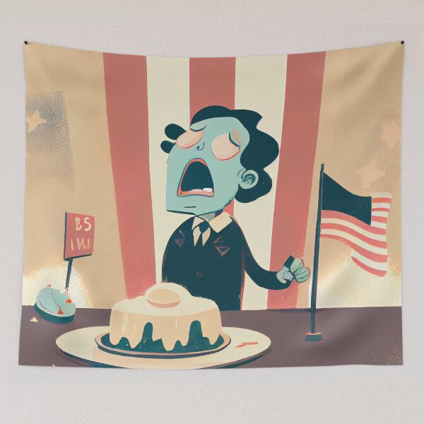 Item preview, Flan at the Flagpole A Weary Yawn Digital Painting designed and sold by CodeAndColors.