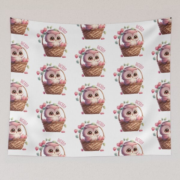 Item preview, Cute Baby Owl in a Basket - Say Hello designed and sold by CreativNode.