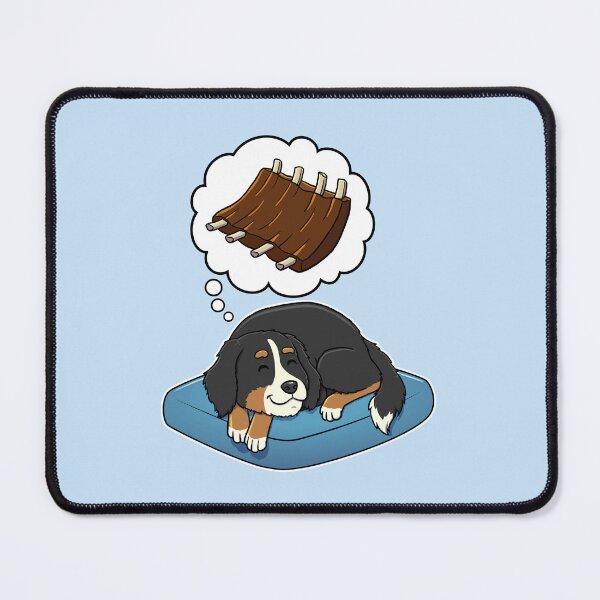 Aperçu de l'œuvre Bernese Mountain Dog dreaming about Barbecue Ribs créée et vendue par DoggieDelights.