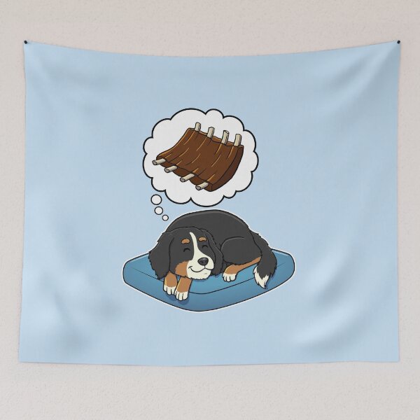Item preview, Bernese Mountain Dog dreaming about Barbecue Ribs designed and sold by DoggieDelights.