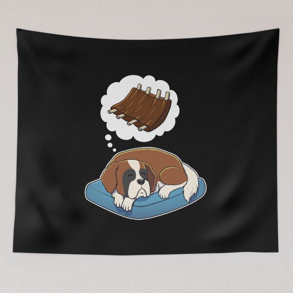 Item preview, St Bernard dreaming about Barbecue Ribs designed and sold by DoggieDelights.
