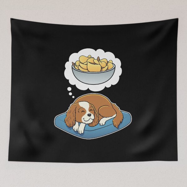 Item preview, Cavalier King Charles Spaniel dreaming about Potato Chips designed and sold by DoggieDelights.